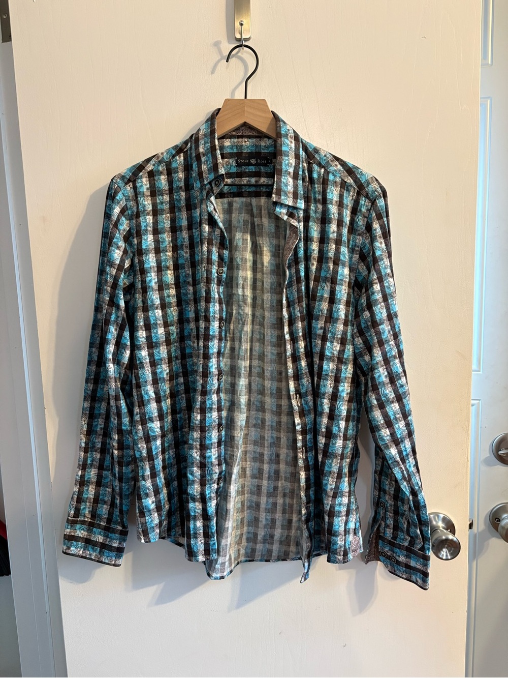 Stone Rose Teal and Brown Plaid Shirt